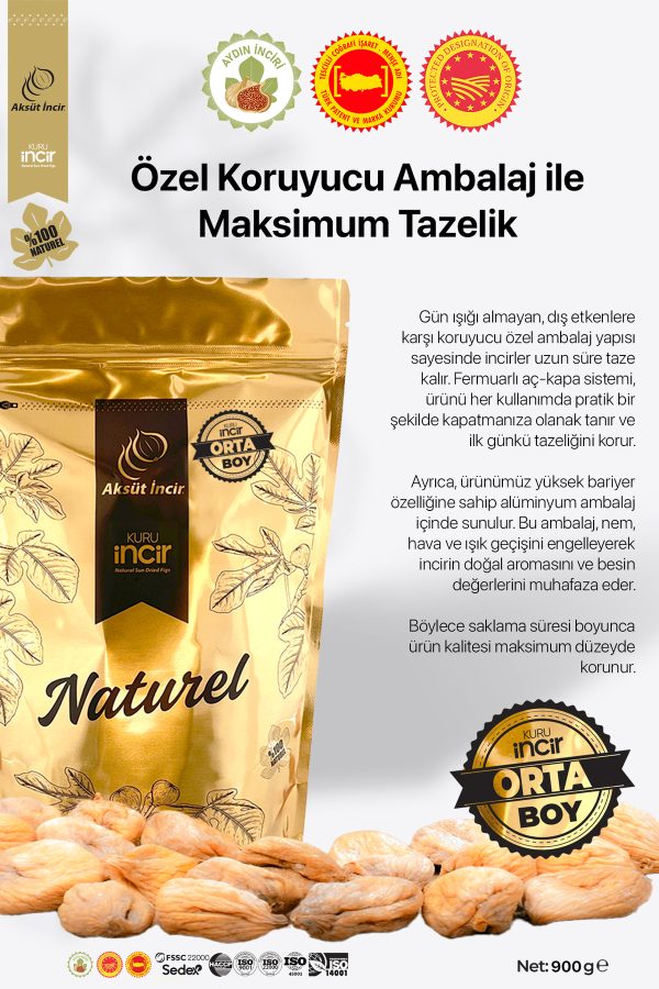 Orta Boy 900g Gold Doypack Kuru İncir