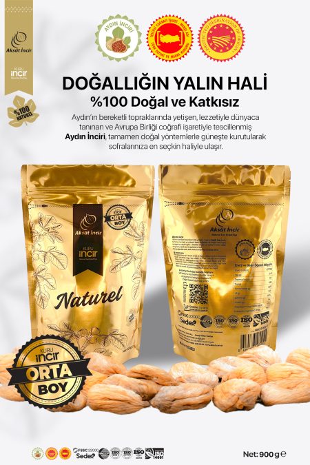 Orta Boy 900g Gold Doypack Kuru İncir