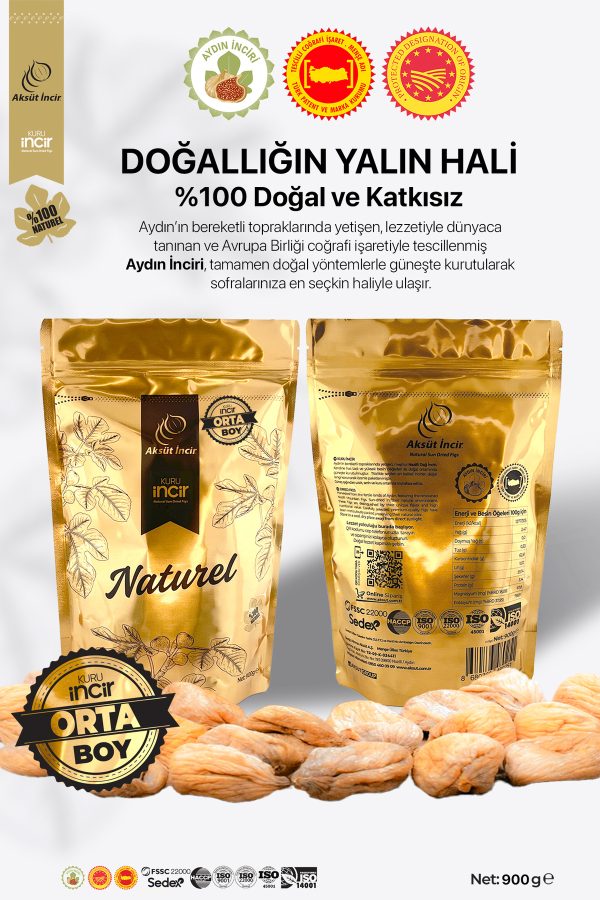 Orta Boy 900g Gold Doypack Kuru İncir
