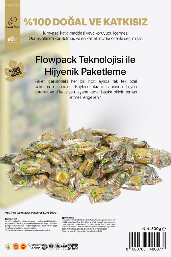 Kuru İncir Gold Metal Pencereli Kutu 500g