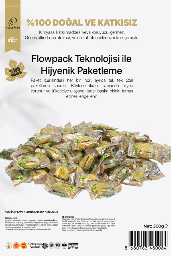 Kuru İncir Kraft Kurdeleli Altıgen Kutu 300g