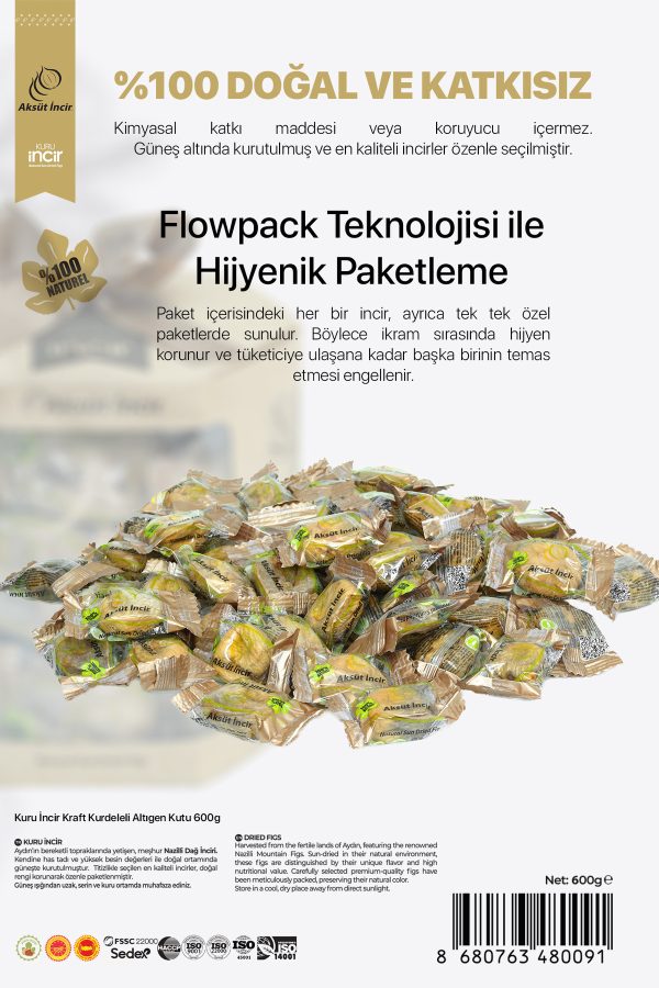 Kuru İncir Kraft Kurdeleli Altıgen Kutu 600g