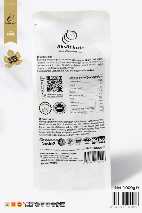Kuru İncir Flat Bottom Paket 1000g