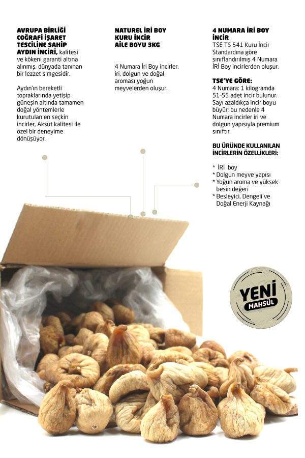 Naturel İri Boy Kuru İncir 3 kg